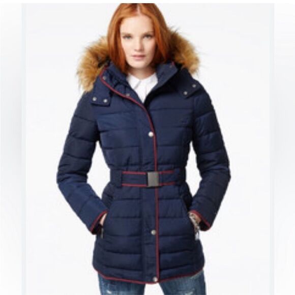 Tommy Hilfiger Faux Fur Trim Belted Puffer Parka Coat
Size Petite XXL 2X - Picture 1 of 8